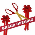 Grand Opening Kit-25" Ceremonial Scissors, Ribbon, Bows (Gold/Red)
